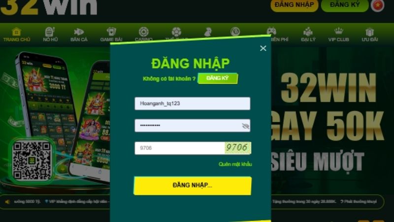 Các thao tác đăng nhập 32Win cực kỳ đơn giản